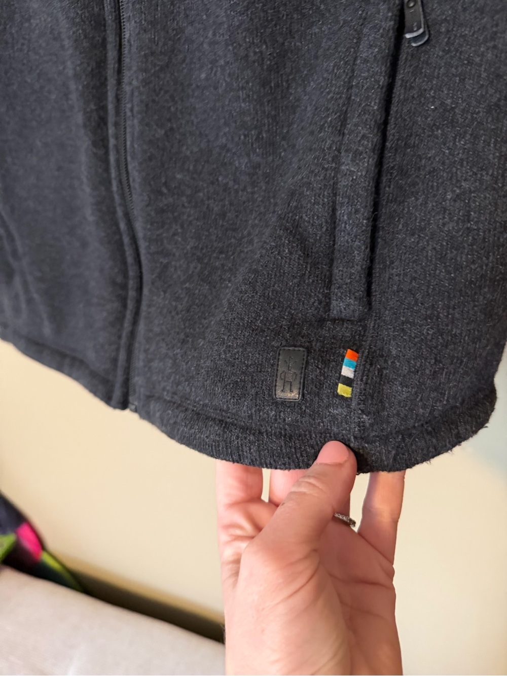 Smartwool Men's Echo Lake Charcoal Fleece Vest With Zip Chest Pocket View 3